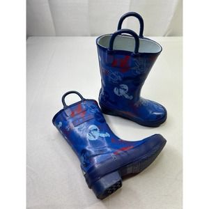 L.L. Bean Rubber Rain Boots Lobster Print Blue Size 7 Unlined